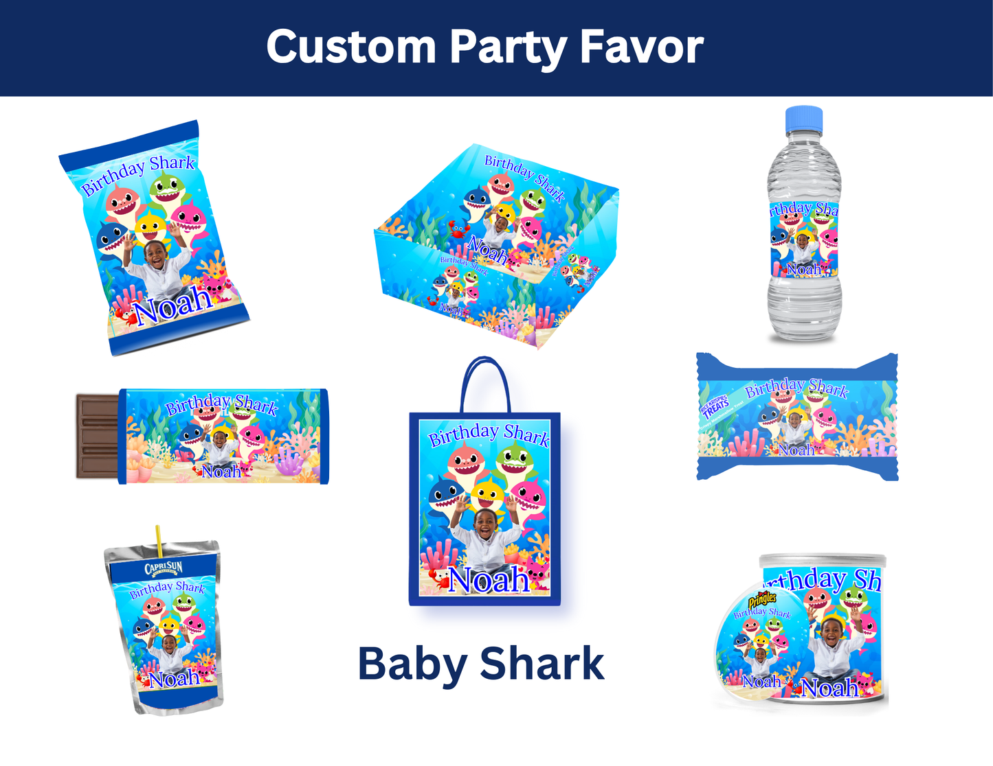 Baby Shark Editable Canva Party Favor Design DIGITAL DOWNLOAD ONLY