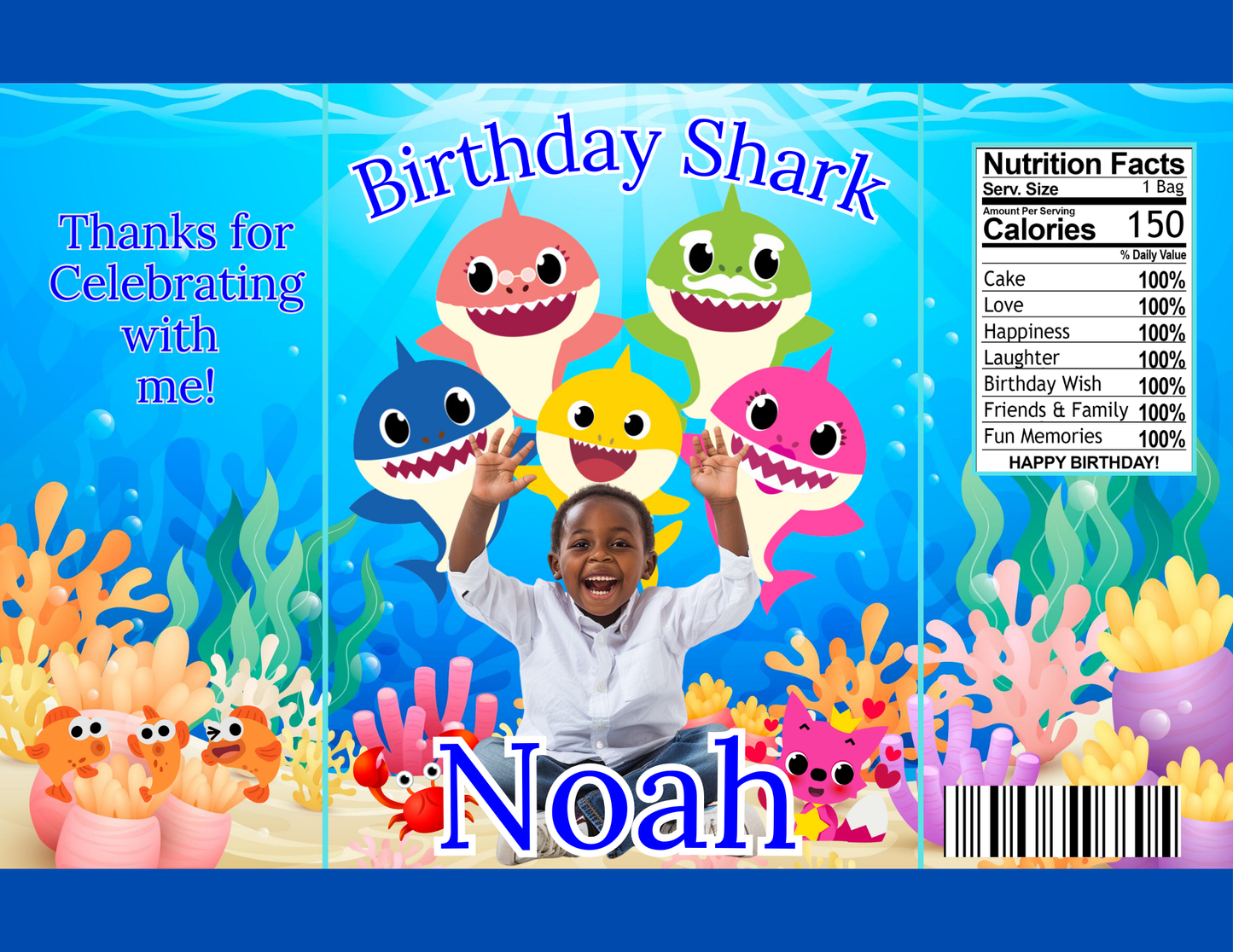 Baby Shark Editable Canva Party Favor Design DIGITAL DOWNLOAD ONLY