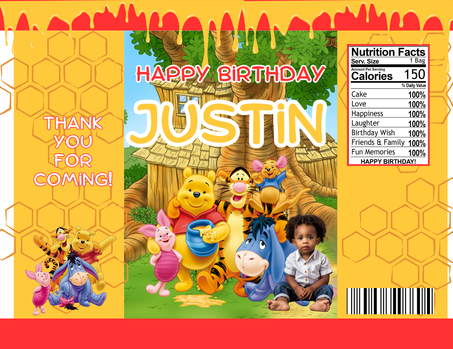 Winnie The Pooh Ediitable Party Favor Canva Design DIGITAL DOWNLOAD ONLY