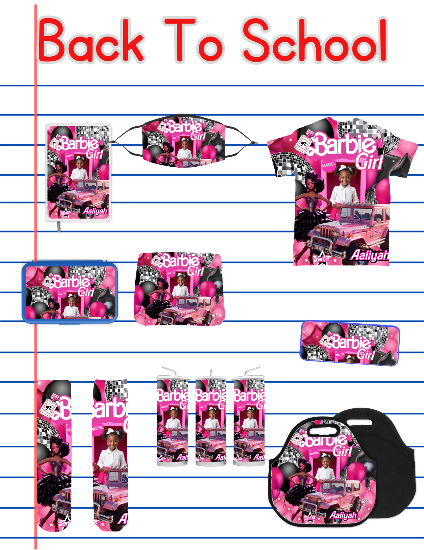 Barbie Back to School Canva editable image