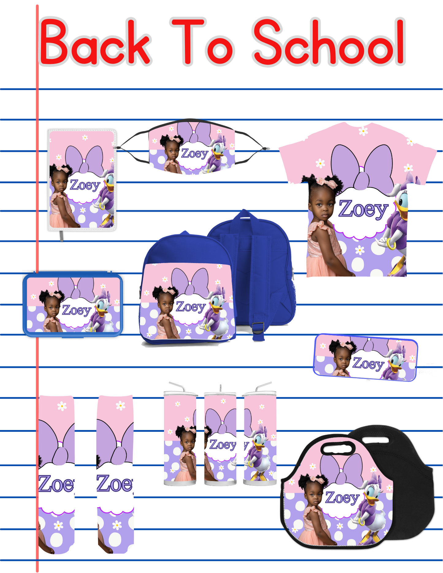Daisy Duck Back to School Canva editable image