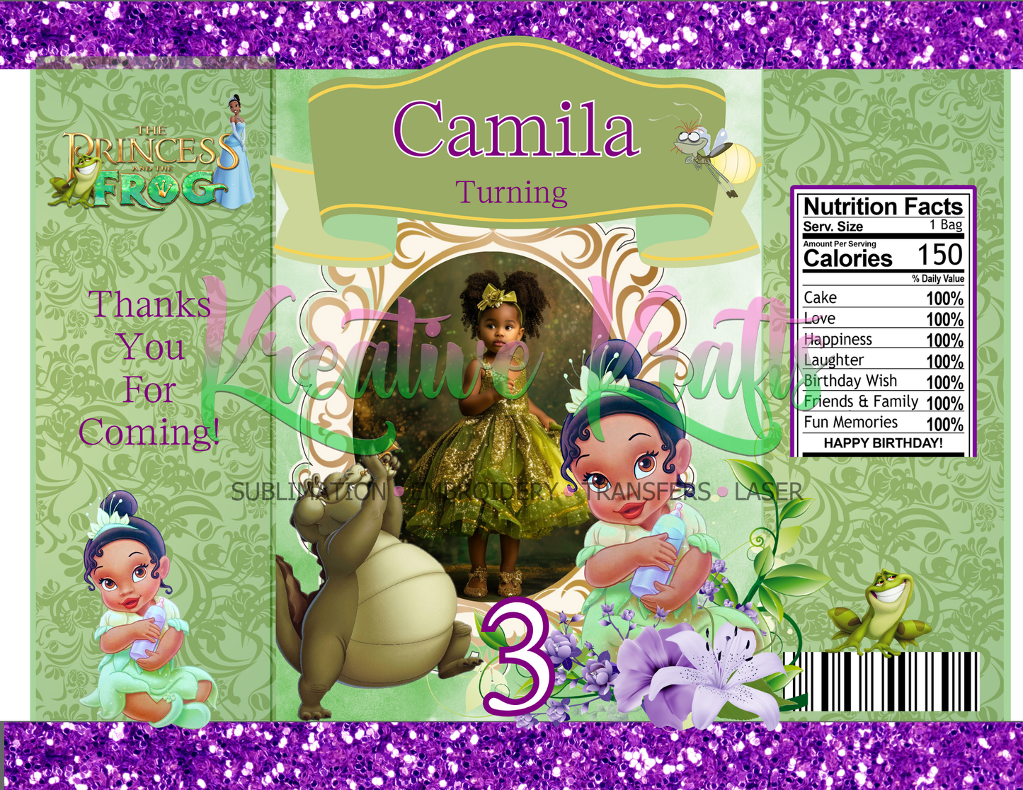 The Princess & the Frog Ediitable Party Favor Canva Design DIGITAL DOWNLOAD ONLY