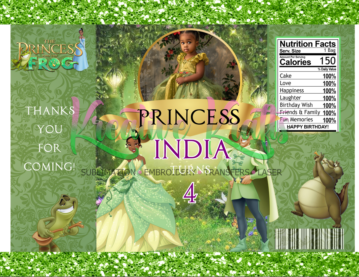 The Princess and the Frog Ediitable Party Favor Canva Design DIGITAL DOWNLOAD ONLY