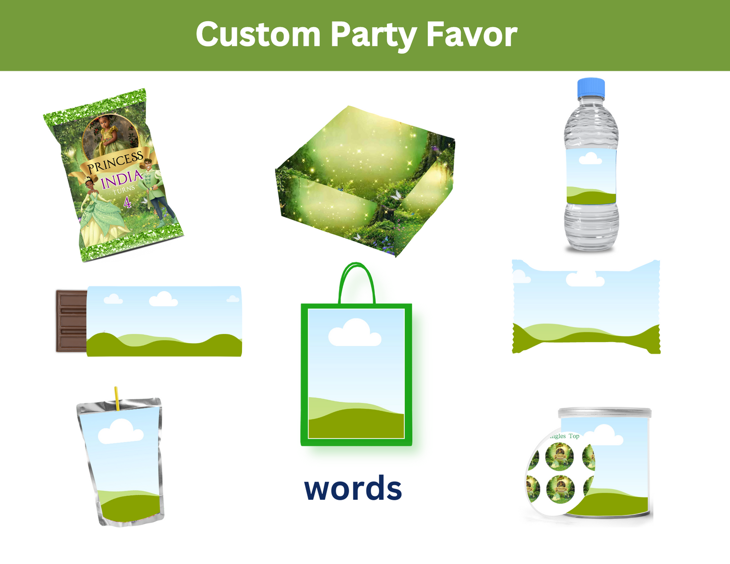 The Princess and the Frog Ediitable Party Favor Canva Design DIGITAL DOWNLOAD ONLY