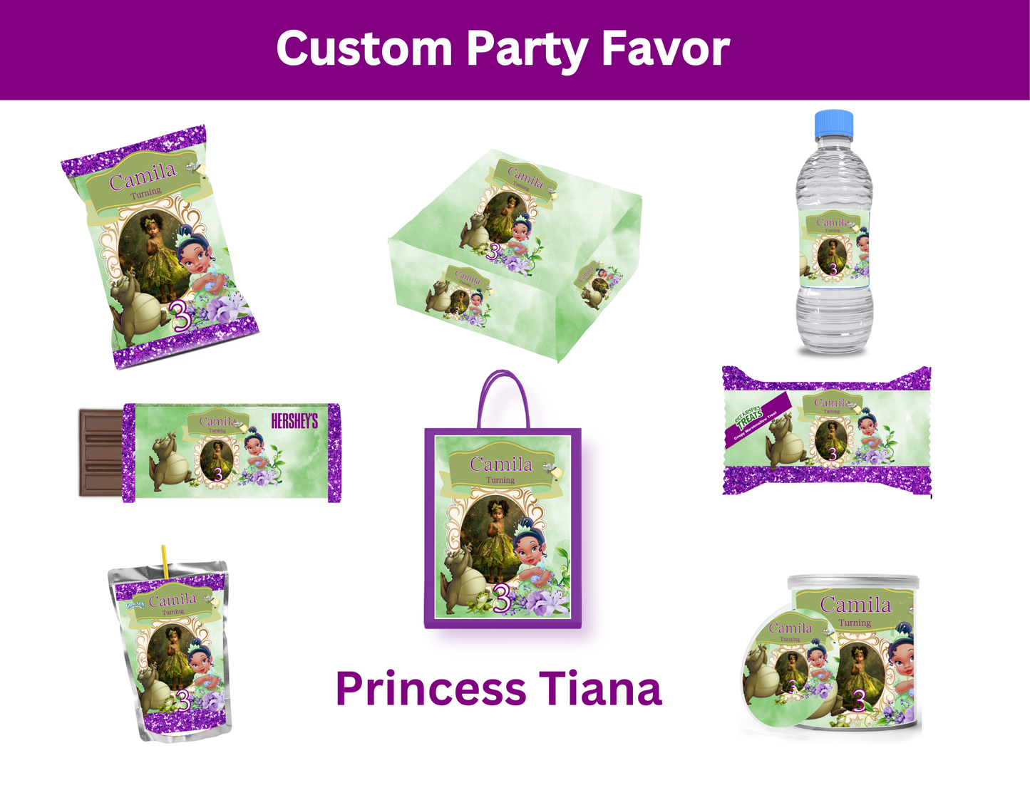 The Princess & the Frog Ediitable Party Favor Canva Design DIGITAL DOWNLOAD ONLY