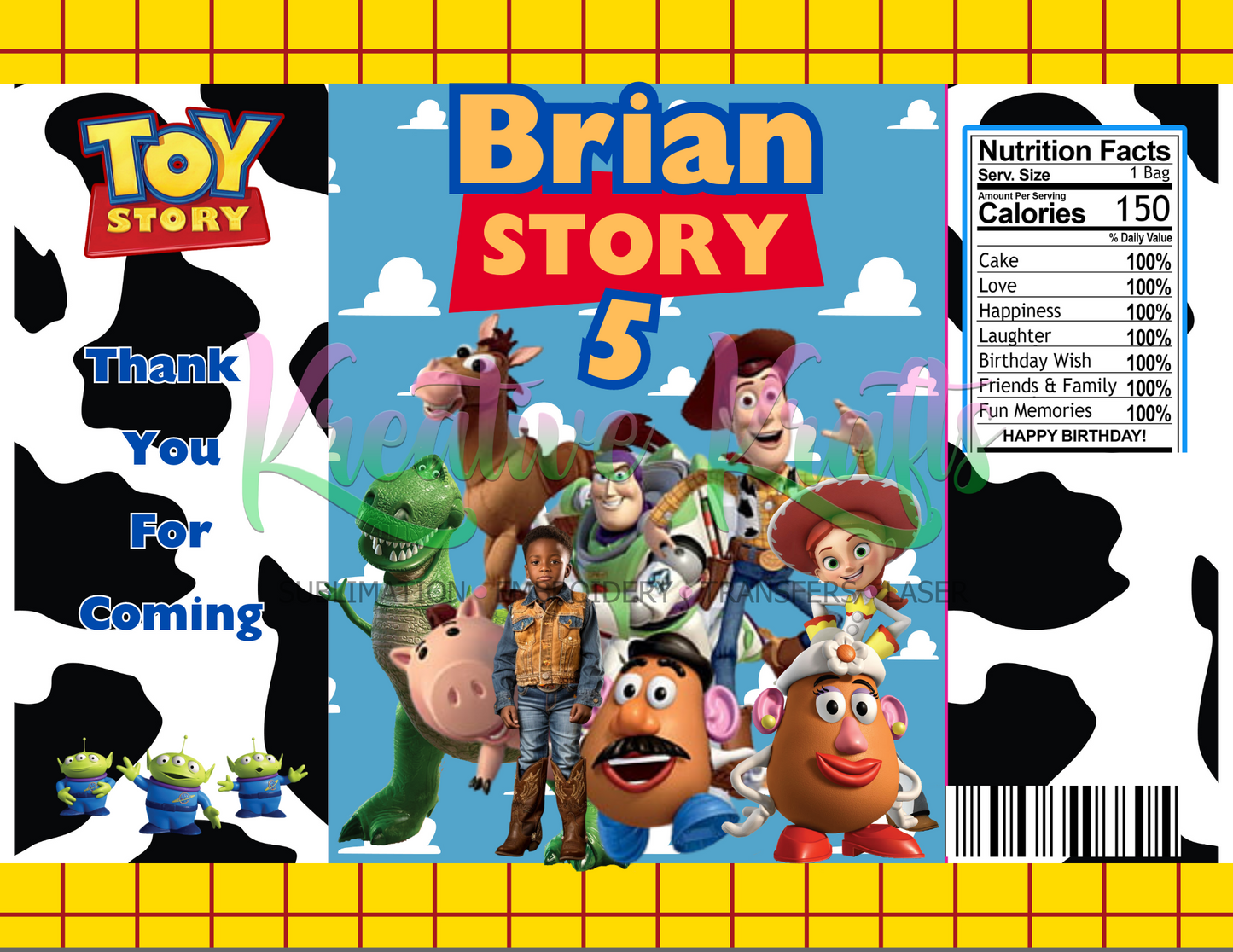 Toy Story Ediitable Party Favor Canva Design DIGITAL DOWNLOAD ONLY