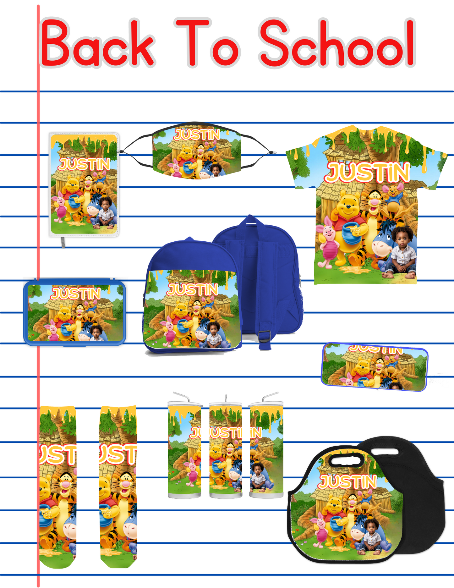 Winnie the Pooh Back to School Canva editable image