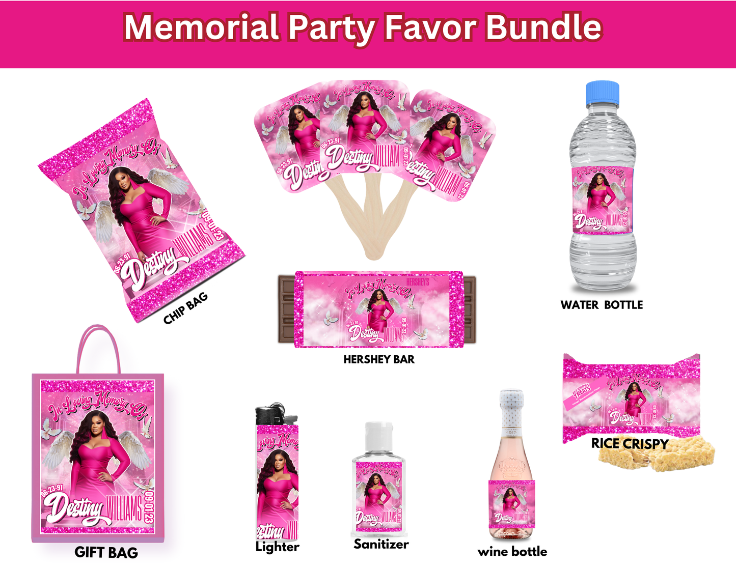 Memorial Celebration Favor Editable Canva bundle- Digital download onlly