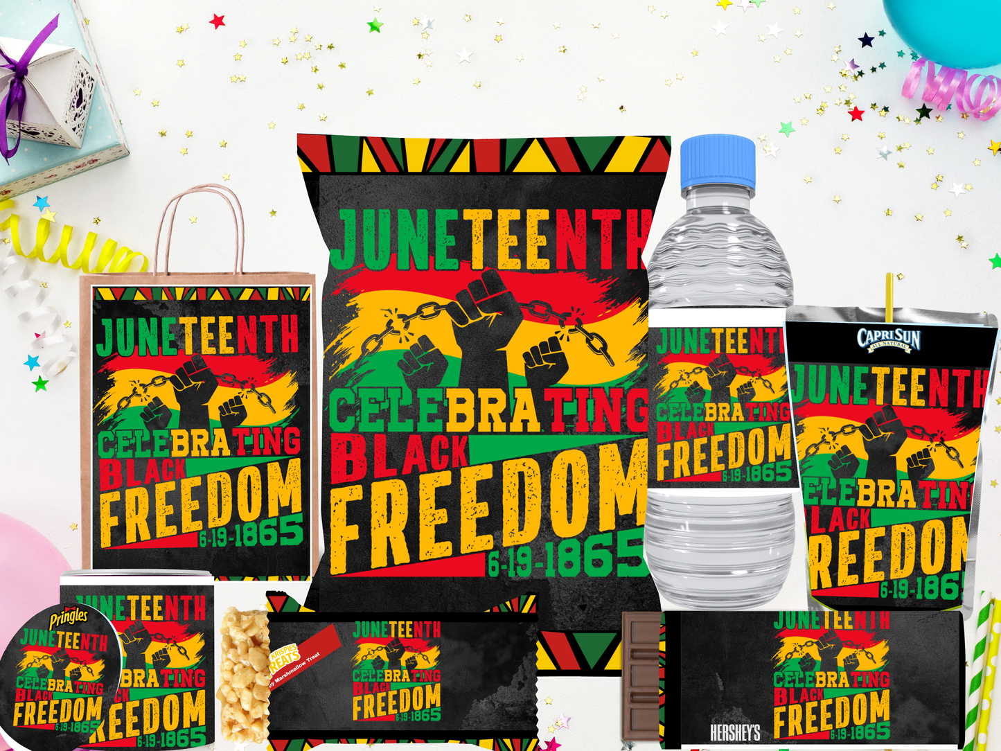 Juneteenth Editable Canva Party Favor Design- DIGITAL DOWNLOAD ONLY