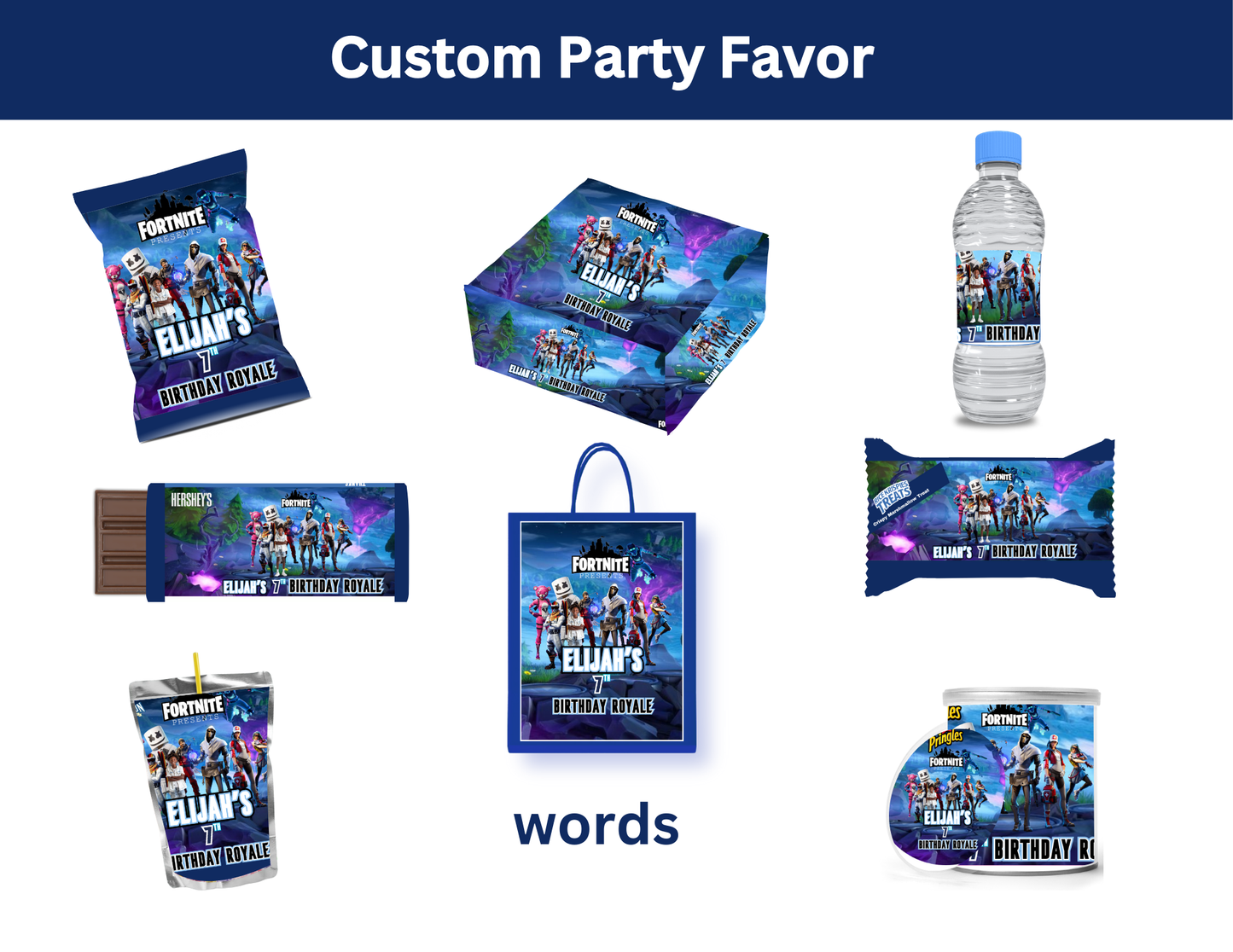 Fortnite Party Favors Bundle - Digital Canva File - Digital Download Only