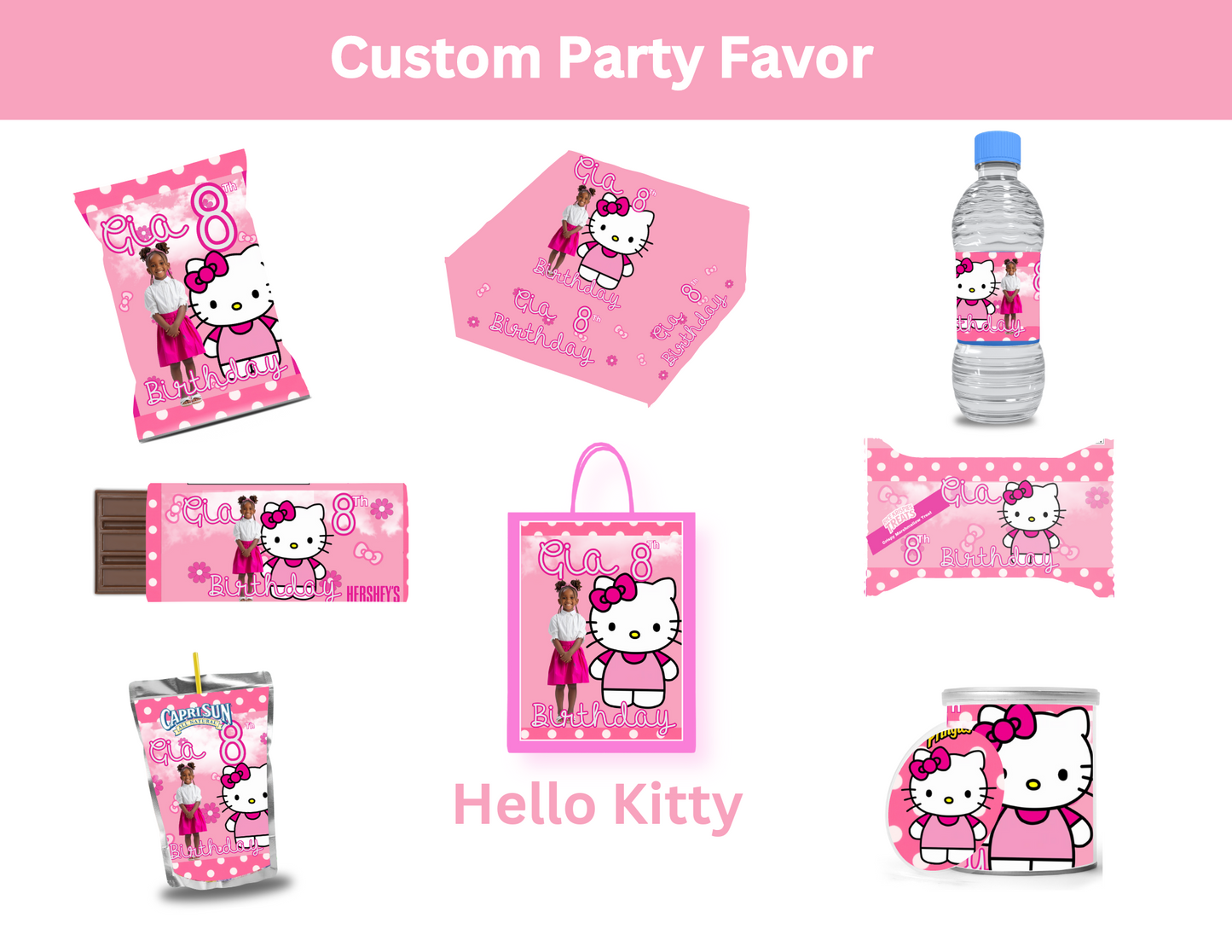 Hello Kitty Editable Canva Party Favor Design- DIGITAL DOWNLOAD ONLY