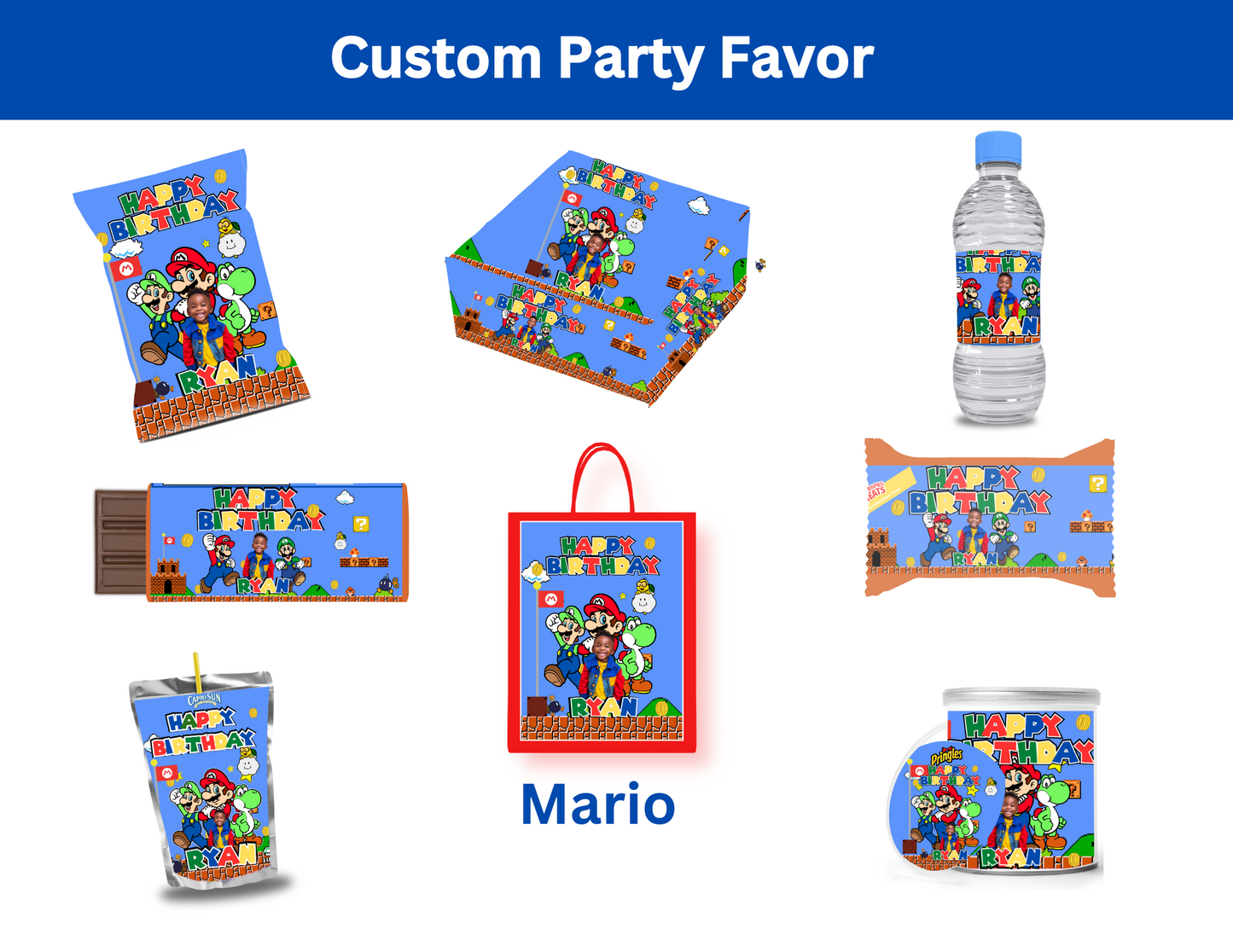 Mario Brothers Editable Canva Party Favor Design- DIGITAL DOWNLOAD ONLY