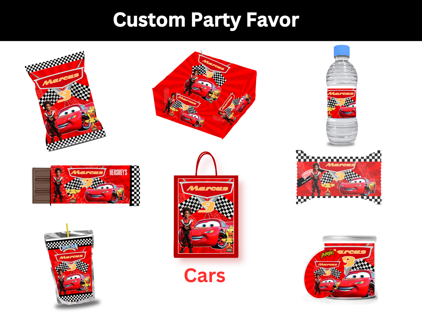 Cars Party Favors Bundle - Digital Canva File - Digital Download Only