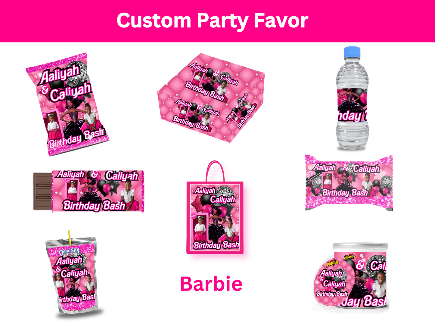 Barbie Editable Canva Party Favor Design DIGITAL DOWNLOAD ONLY