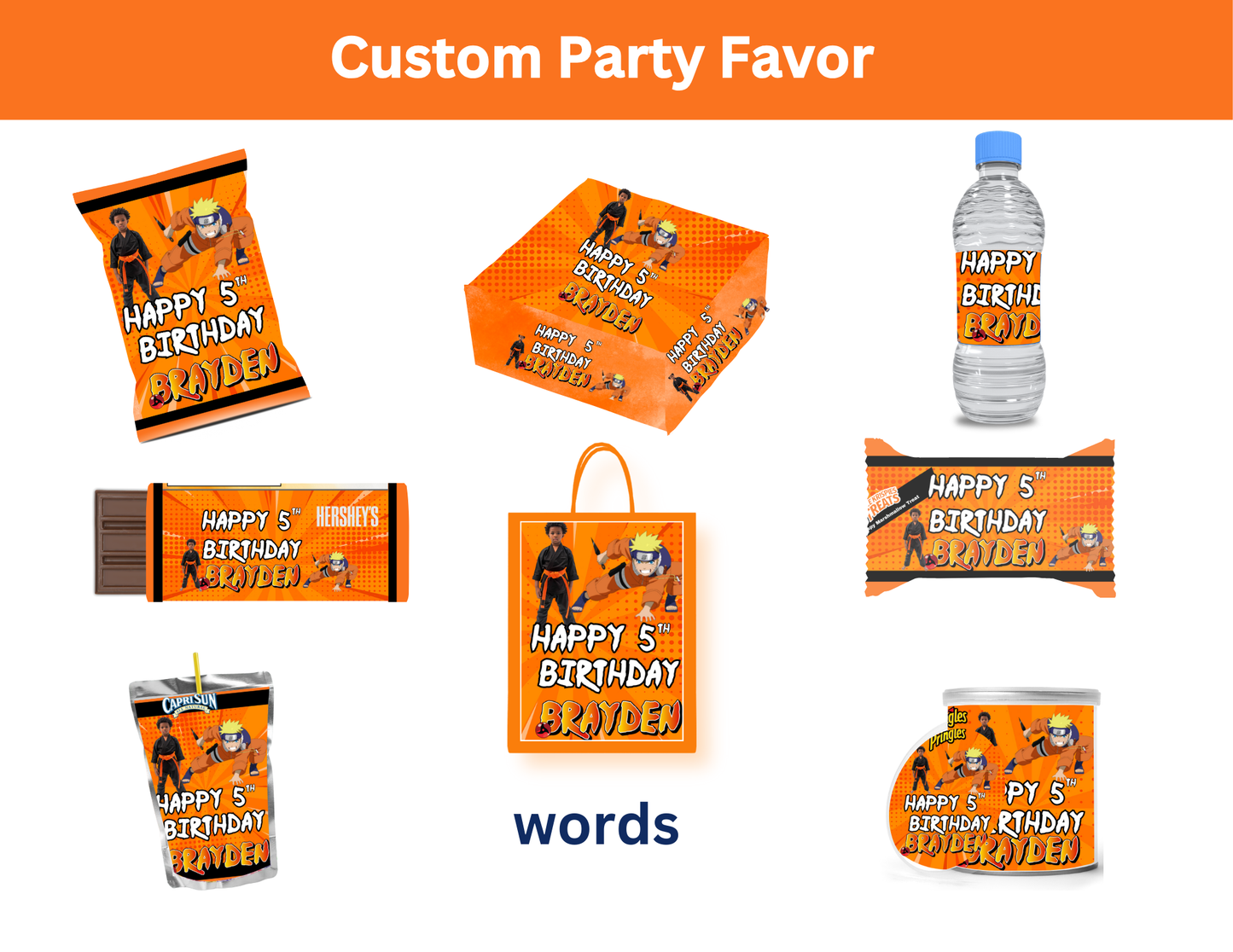 Anime Canva Editable Canva Party Favor Design-DIGITAL DOWNLOAD ONLY