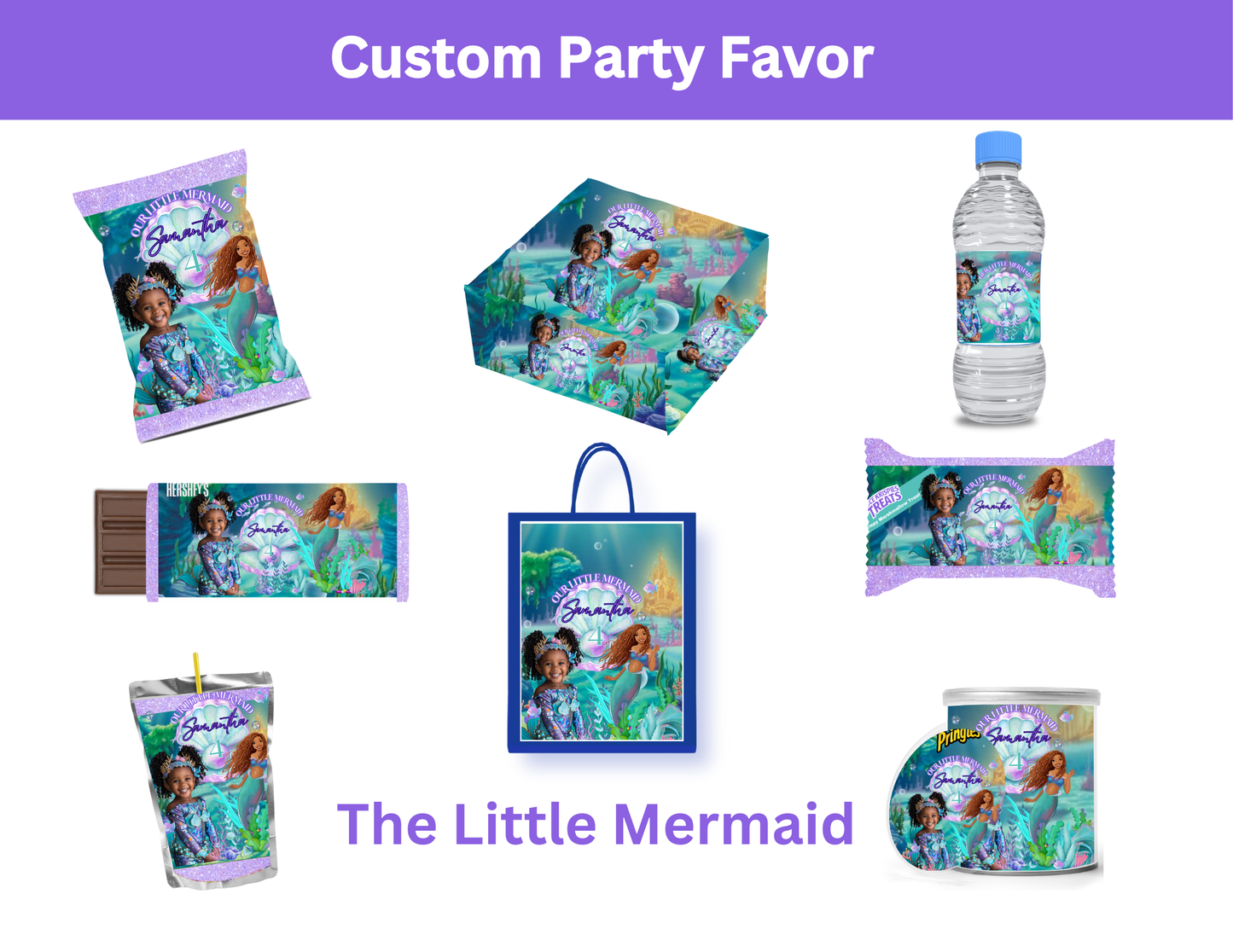 Mermaid Editable Canva Party Favor Design DIGITAL DOWNLOAD ONLY