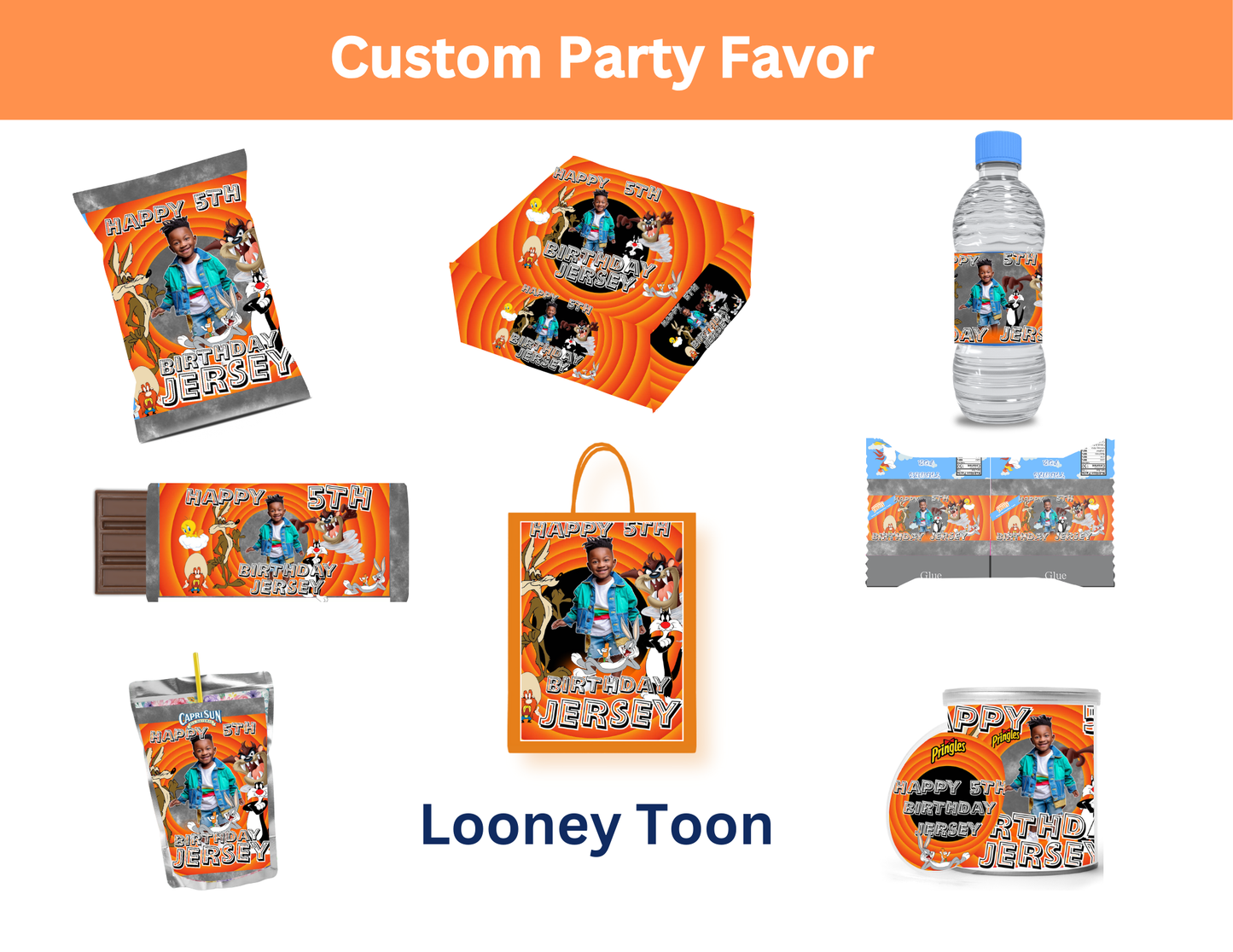 Looney Tunes Editable Canva Party Favor Design- DIGITAL DOWNLOAD ONLY