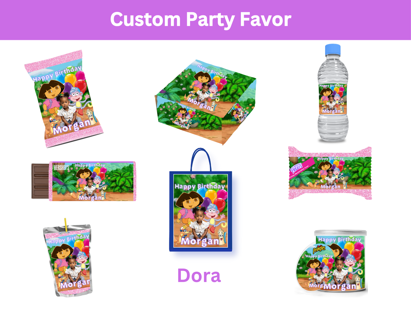 Dora Party Favors Bundle - Digital Canva File - Digital Download Only