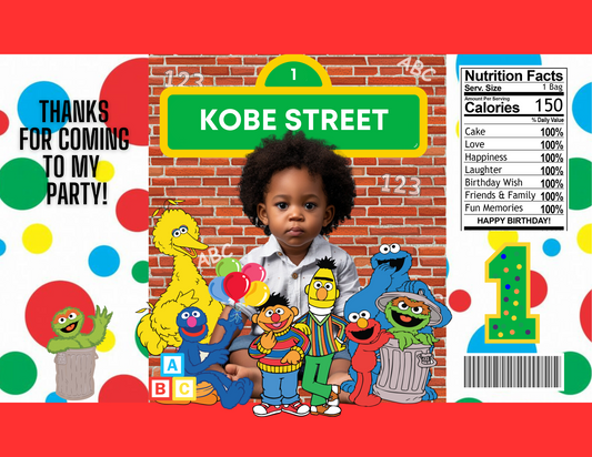 Sesame  Street Editable Party Favor Canva Design DIGITAL DOWNLOAD ONLY