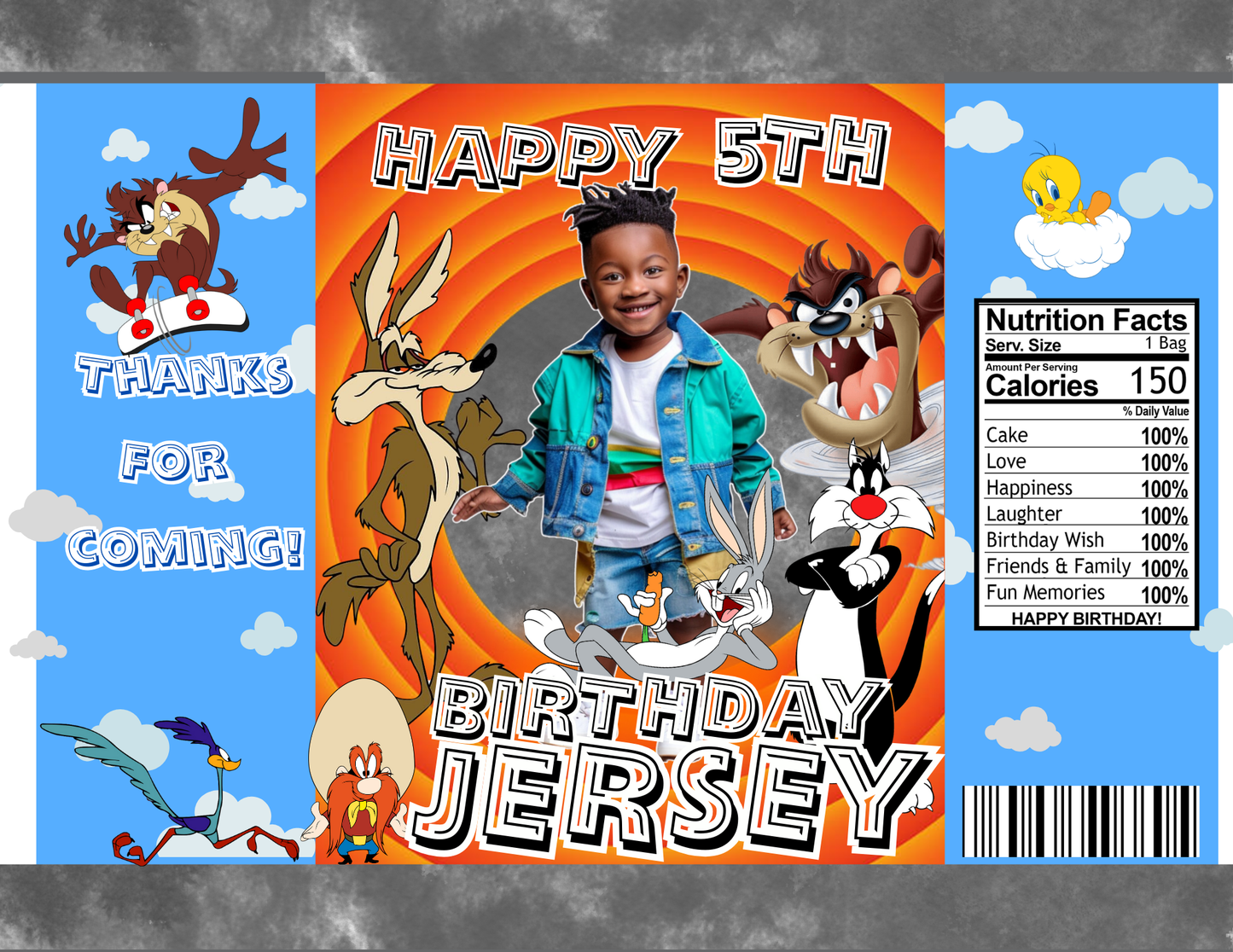 Looney Tunes Editable Canva Party Favor Design- DIGITAL DOWNLOAD ONLY