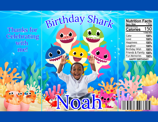 Baby Shark  Editable Canva Party Favor Design DIGITAL DOWNLOAD ONLY