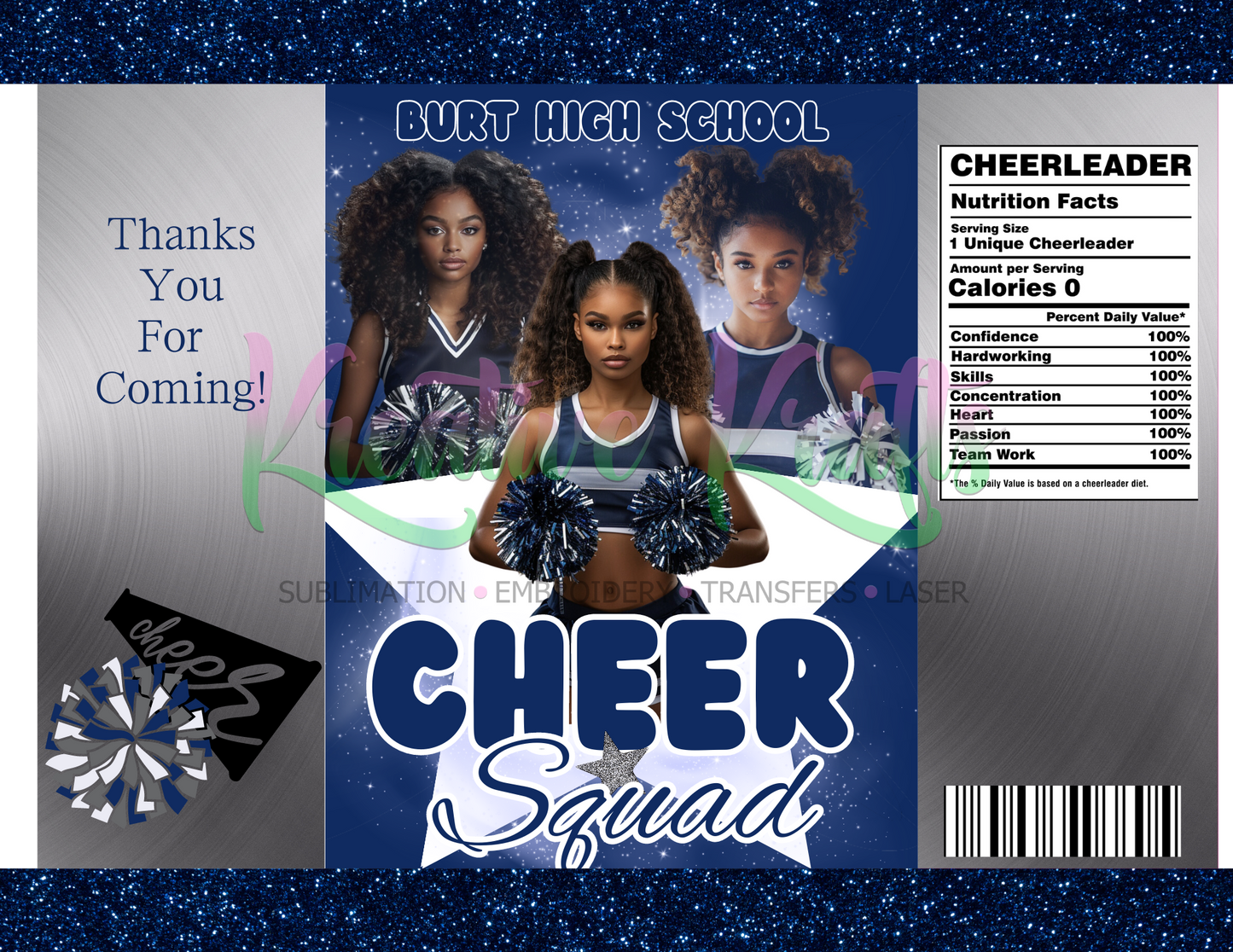 Cheerleader Party Favors Bundle - Digital Canva File - Digital Download Only