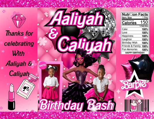 Barbie Editable Canva Party Favor Design DIGITAL DOWNLOAD ONLY