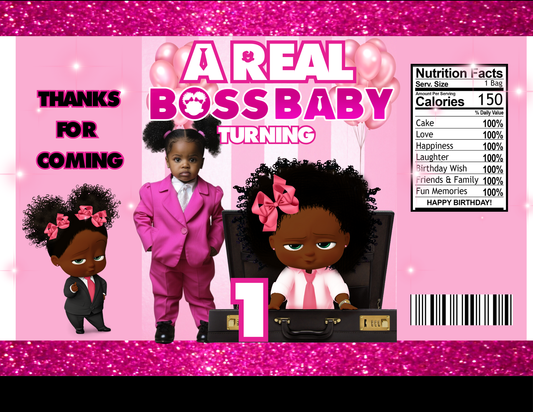 Boss Baby Girl Party Favors Bundle - Digital Canva File - Digital Download Only