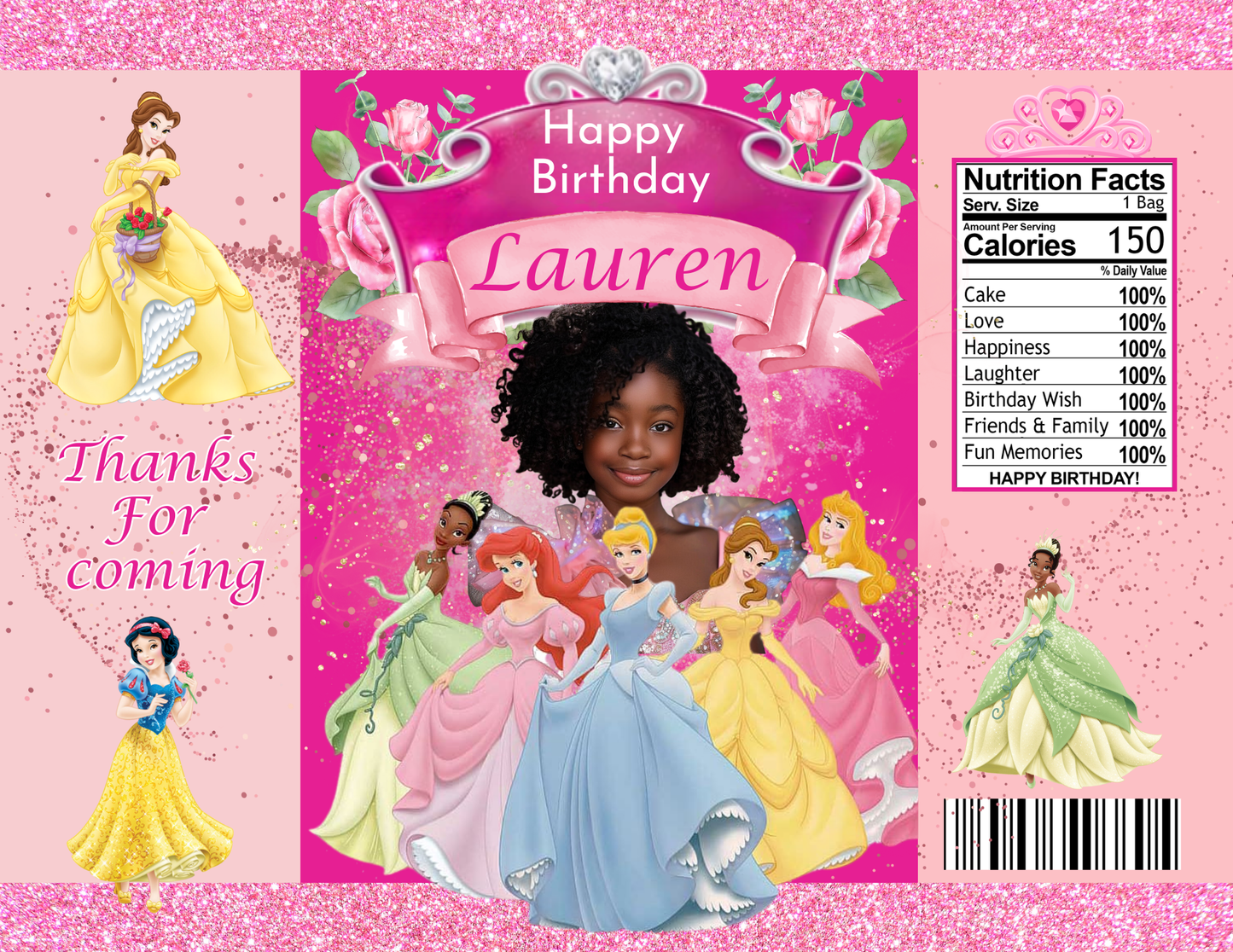 Princess Editable Canva Party Favor Design DIGITAL DOWNLOAD ONLY