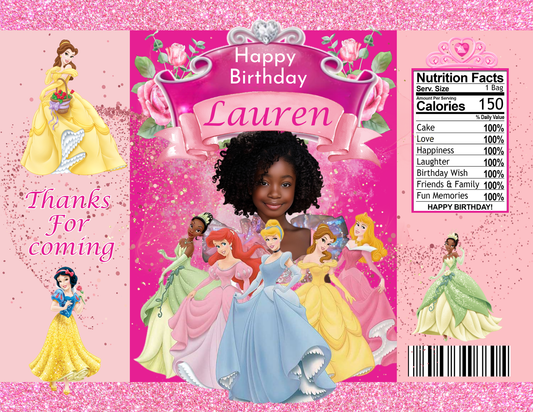 Princess Editable Canva Party Favor Design DIGITAL DOWNLOAD ONLY