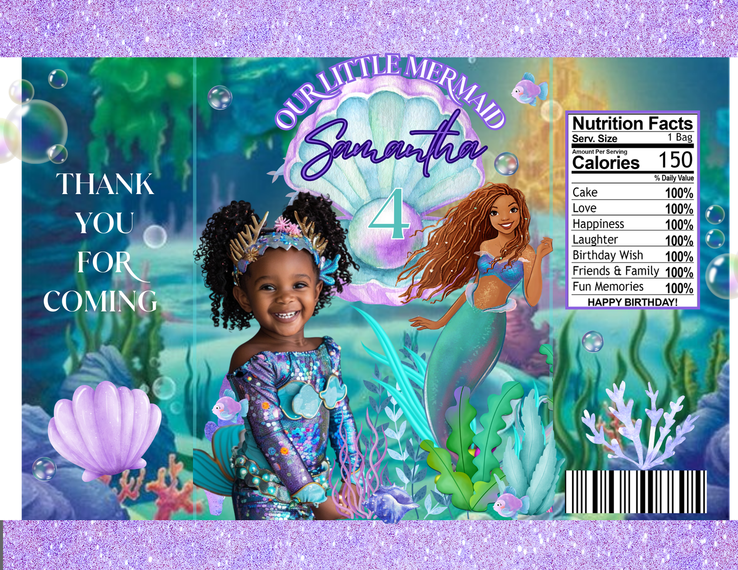 Mermaid Editable Canva Party Favor Design DIGITAL DOWNLOAD ONLY