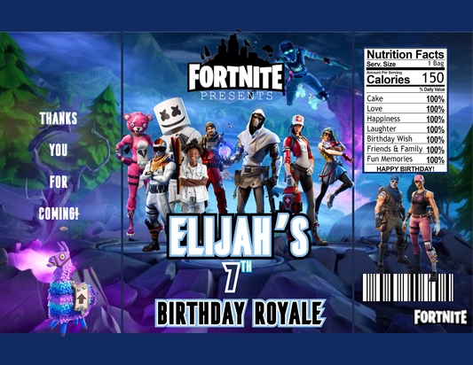 Fortnite Party Favors Bundle - Digital Canva File - Digital Download Only