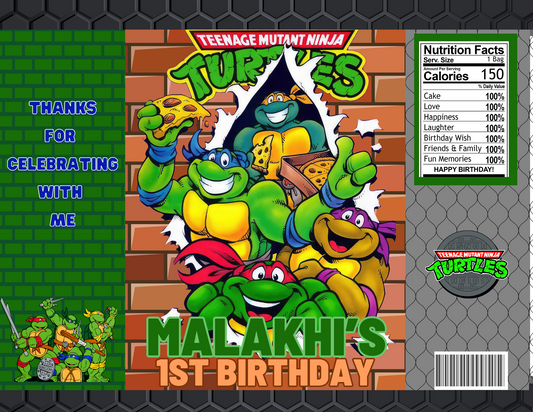 Ninja Turtles Editable Canva Party Favor Design DIGITAL DOWNLOAD ONLY