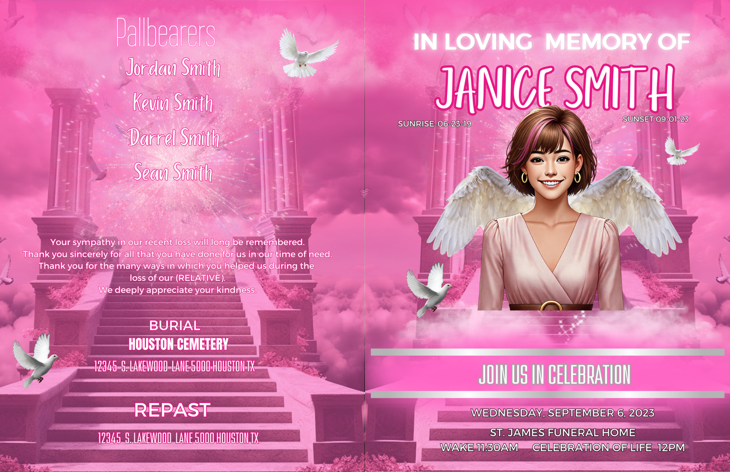 Memorial Obituary editable Canva Template- Digital Download Only