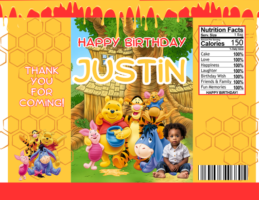 Winnie The Pooh Ediitable Party Favor Canva Design DIGITAL DOWNLOAD ONLY