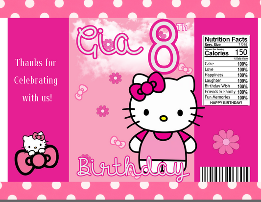 Hello Kitty Editable Canva Party Favor Design- DIGITAL DOWNLOAD ONLY