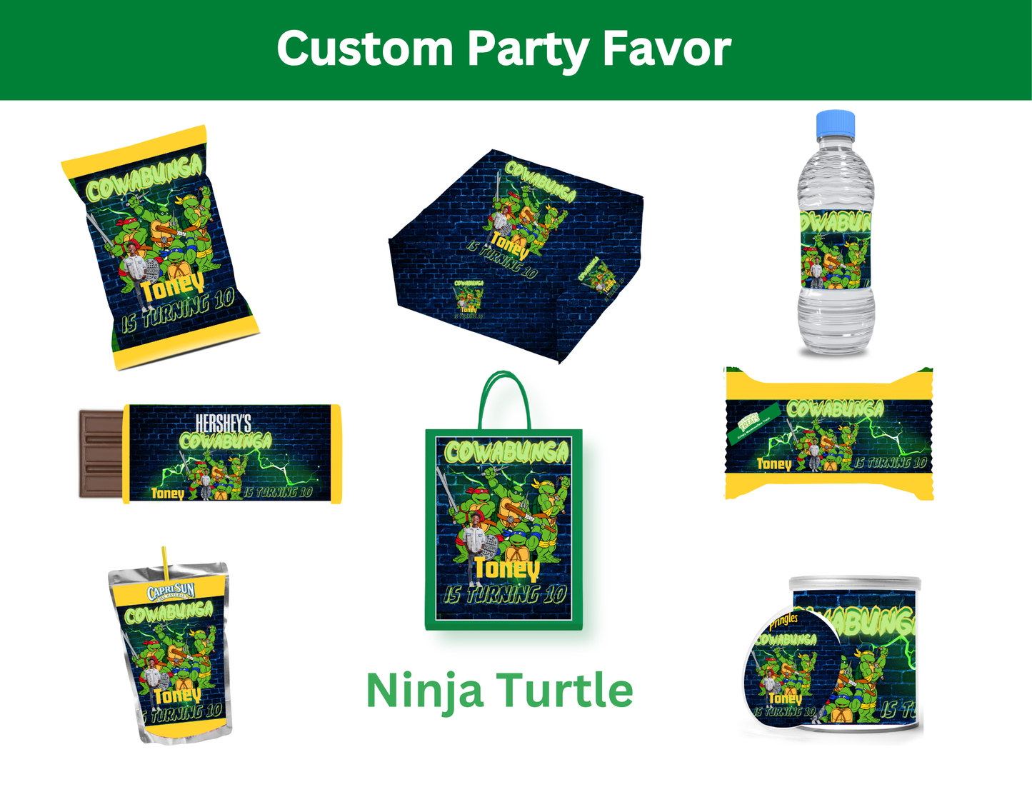 Ninja Turtles Editable Canva Party Favor Design DIGITAL DOWNLOAD ONLY