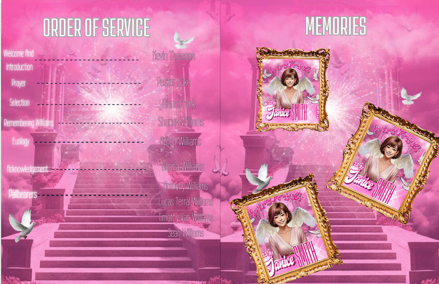 Memorial Obituary editable Canva Template- Digital Download Only