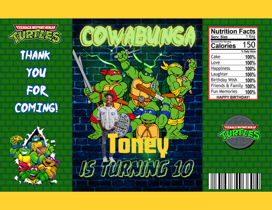 Ninja Turtles Editable Canva Party Favor Design DIGITAL DOWNLOAD ONLY