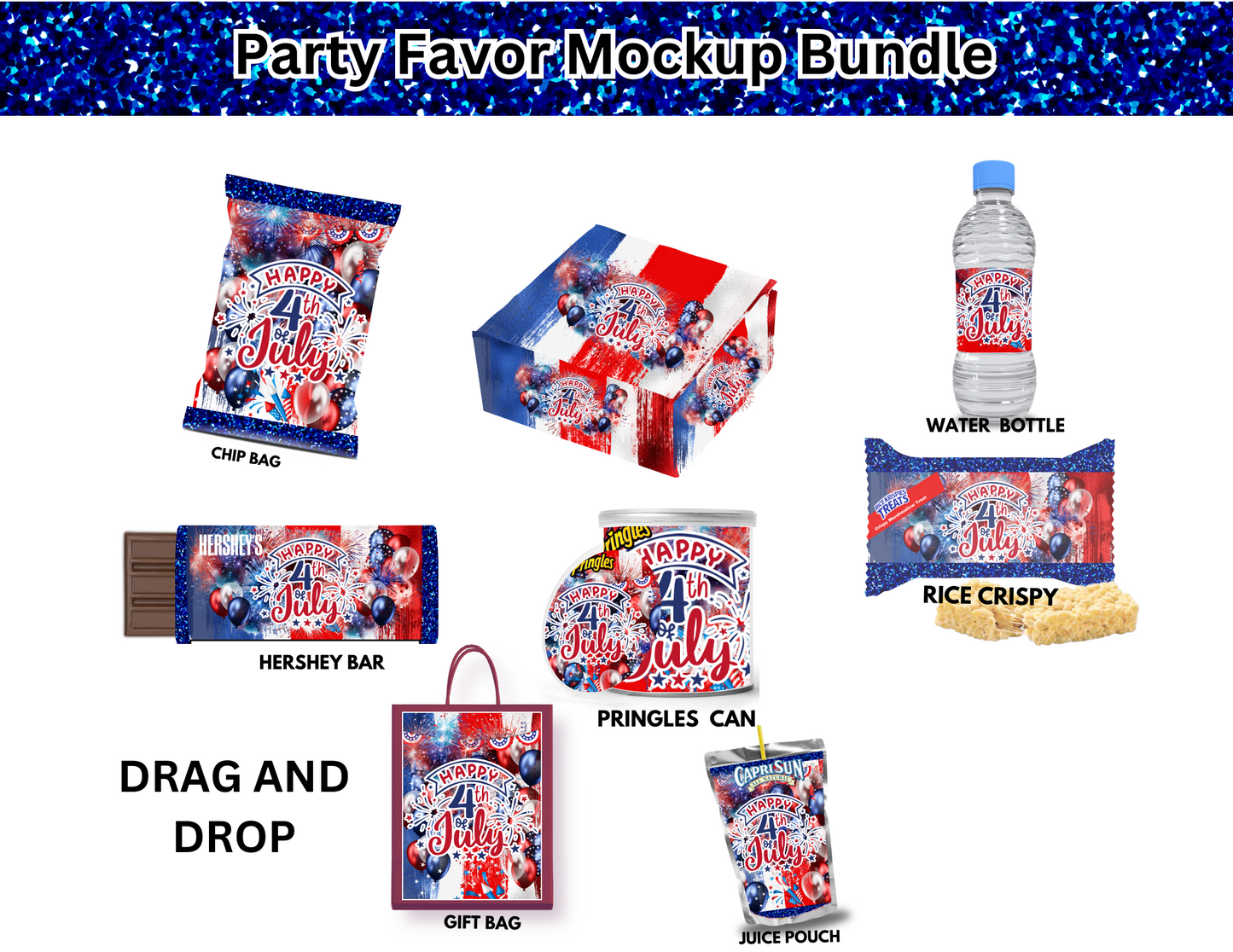 4th of July  Editable Canva Party Favor Design DIGITAL DOWNLOAD ONLY