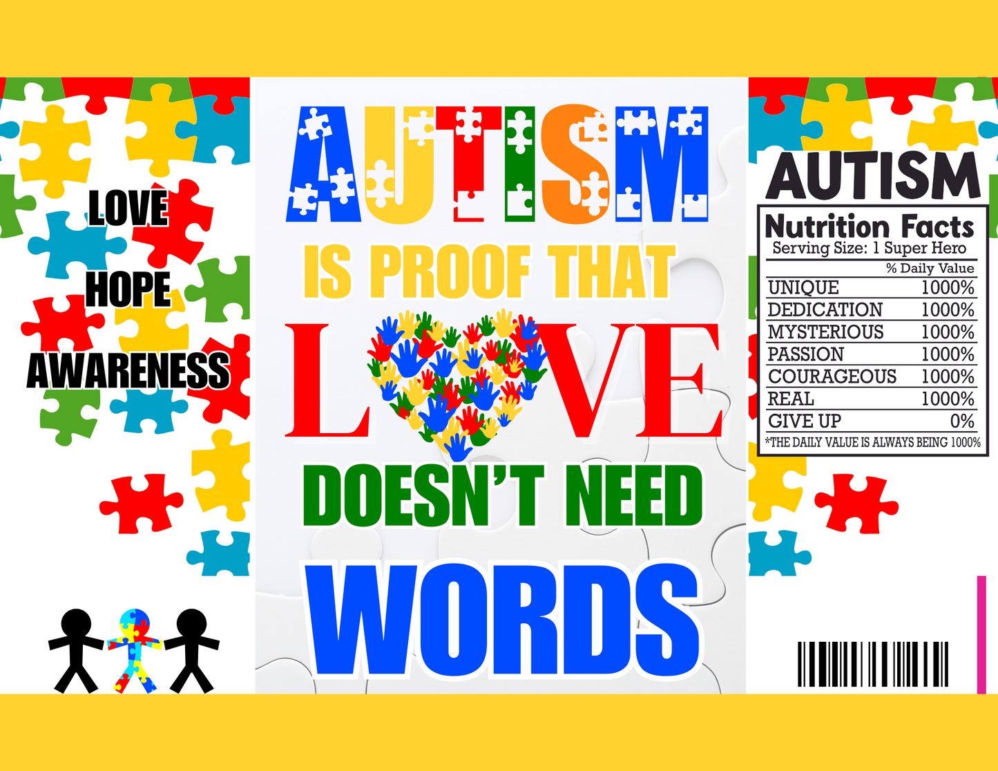 Autism  Editable Canva Party Favor Design-DIGITAL DOWNLOAD ONLY