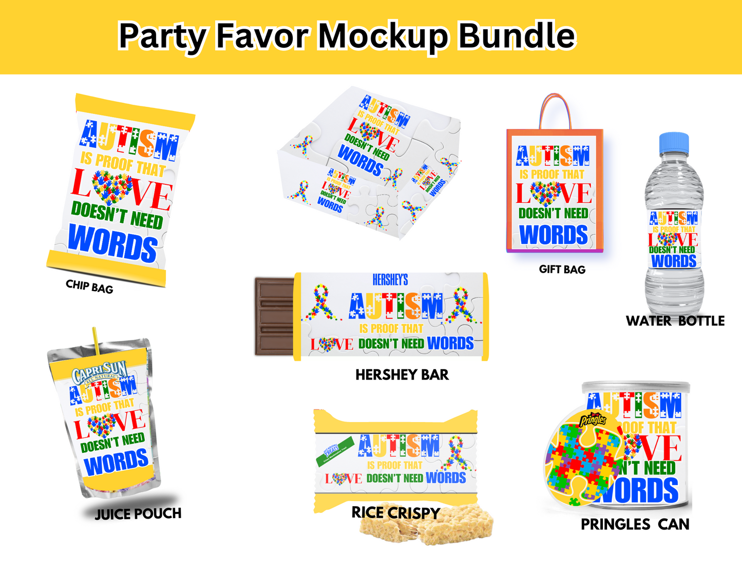 Autism  Editable Canva Party Favor Design-DIGITAL DOWNLOAD ONLY