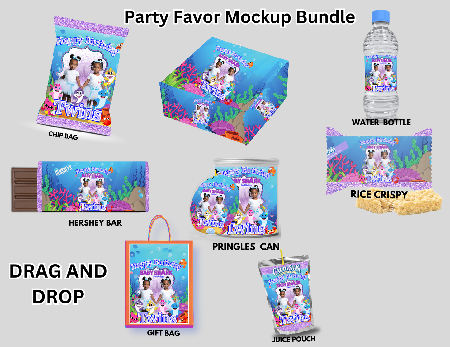 Baby Shark Editable Canva Party Favor Design DIGITAL DOWNLOAD ONLY