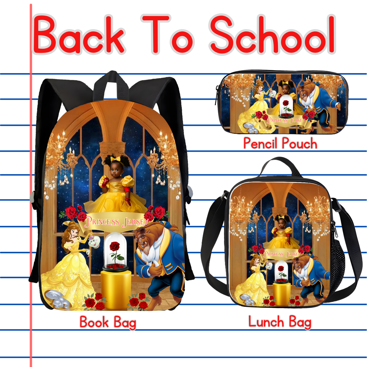 Beauty And the Beast Back to School Canva editable image