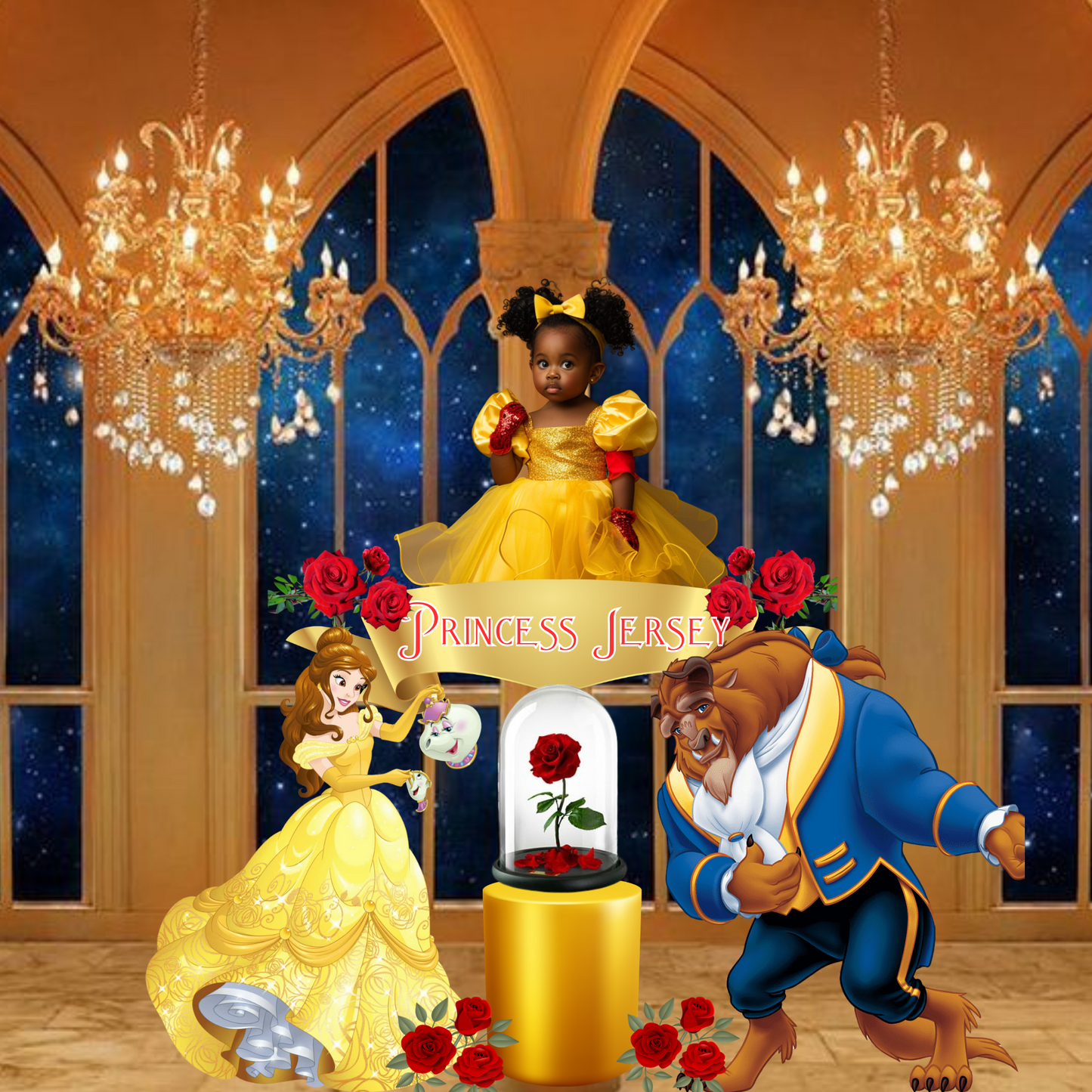 Beauty And the Beast Back to School Canva editable image