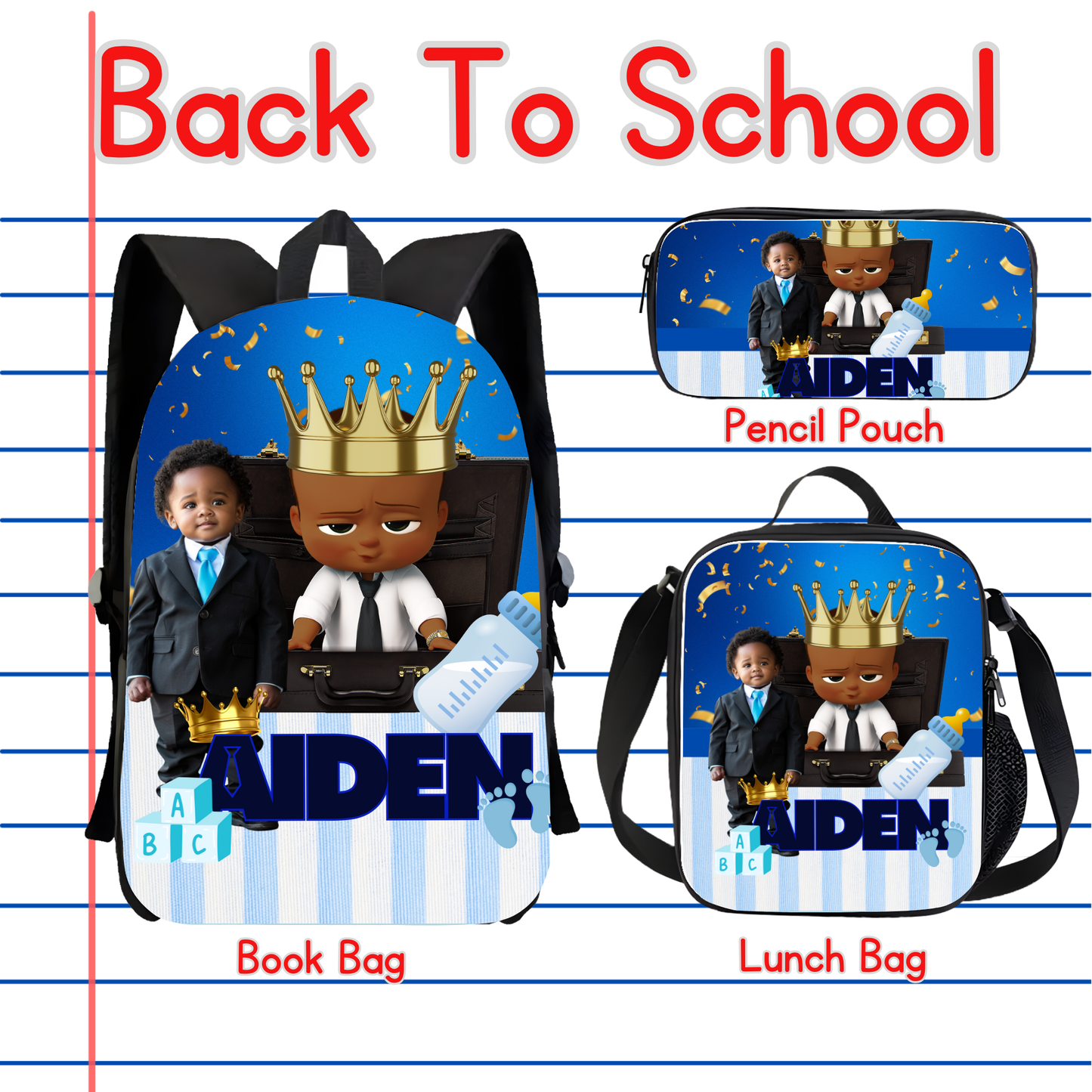 Boy Boss Baby Back to School Canva editable image