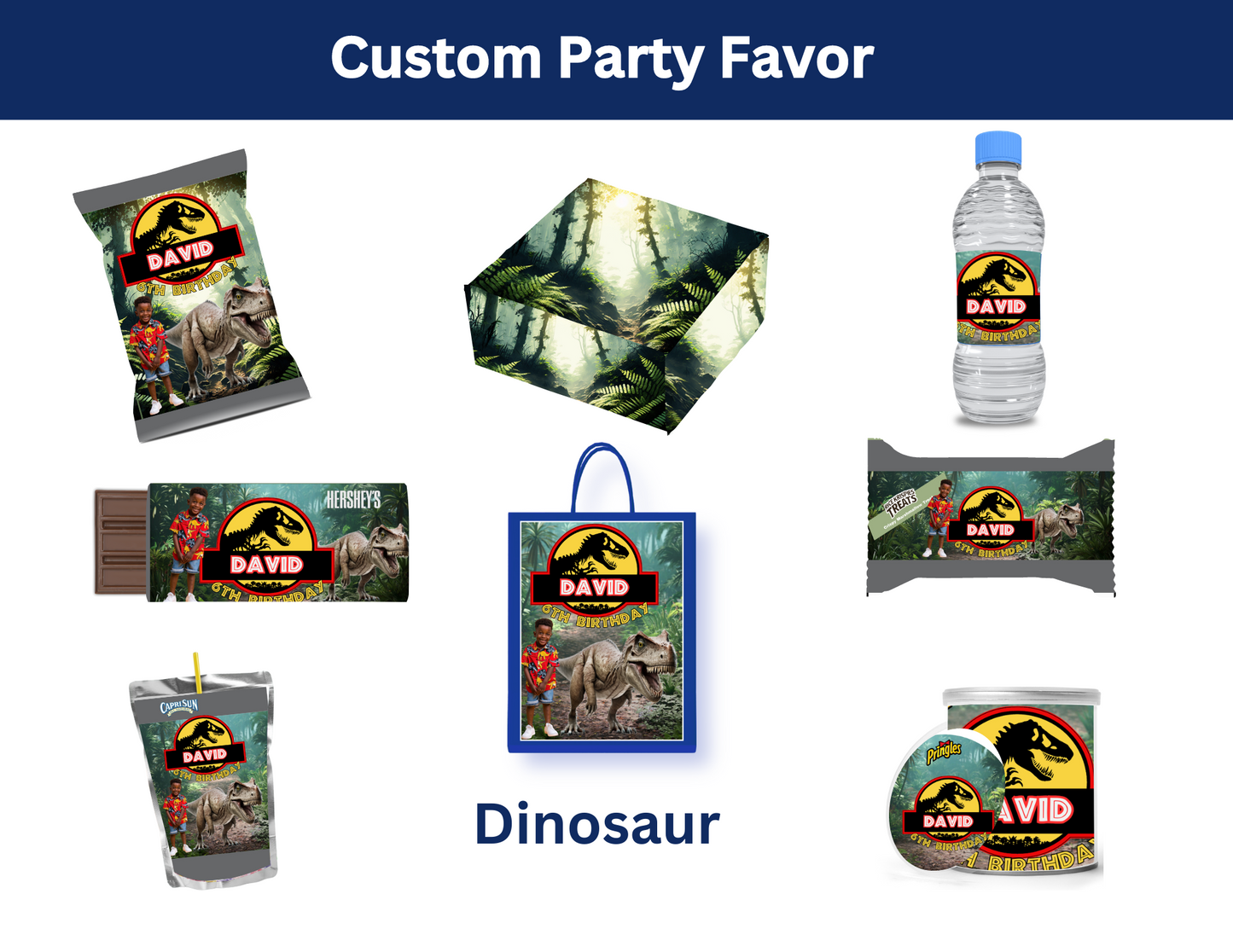 Dinosaur Party Favors Bundle - Digital Canva File - Digital Download Only