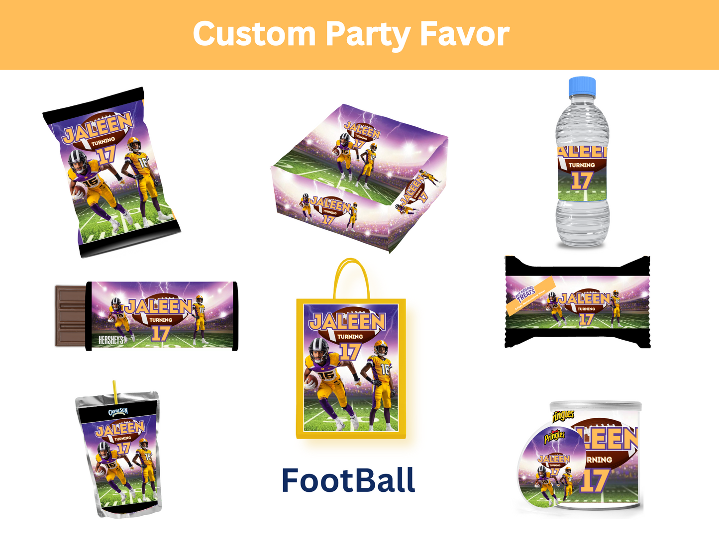 Football Editable Canva Party Favor Design DIGITAL DOWNLOAD ONLY