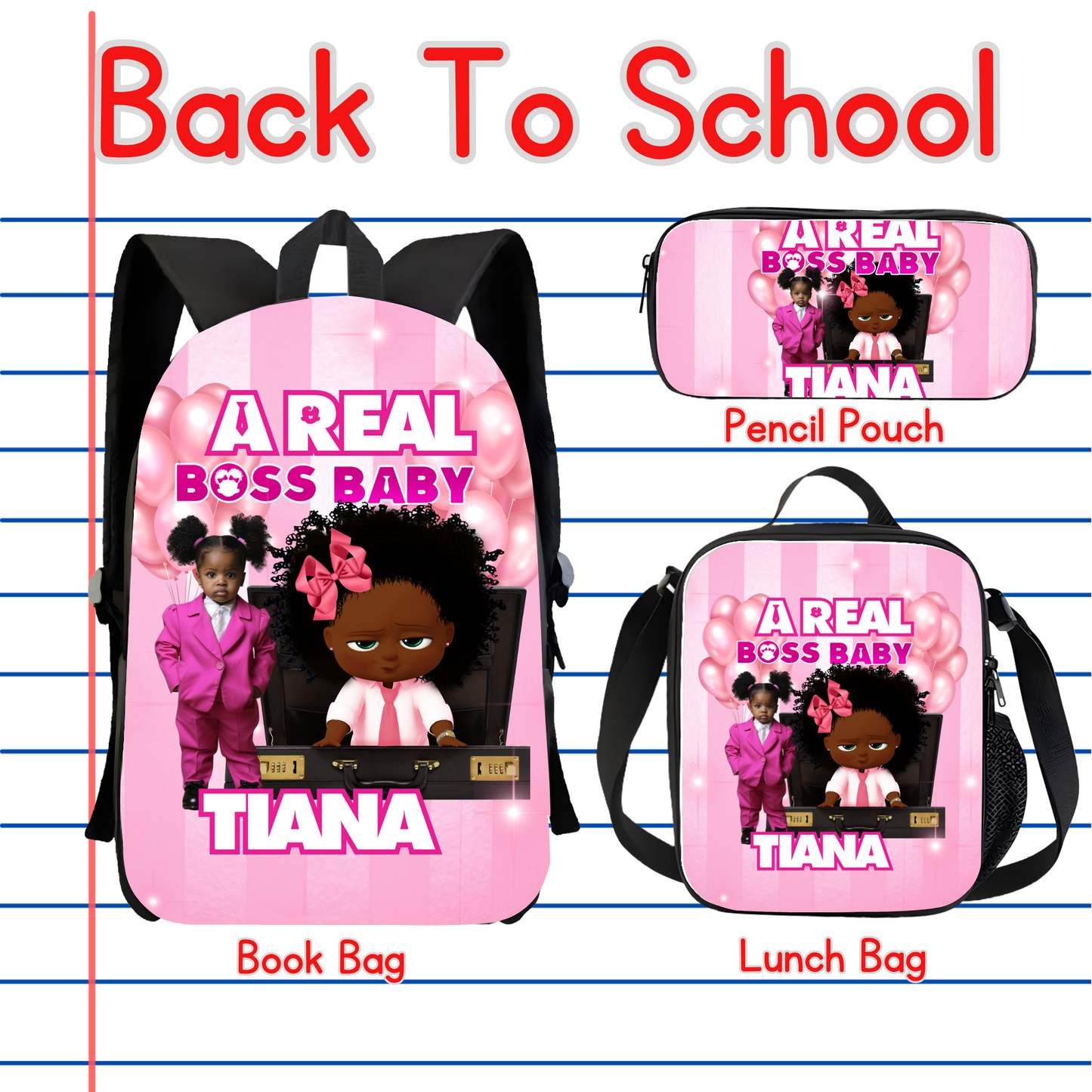 Girl Boss Baby Back to School Canva editable image