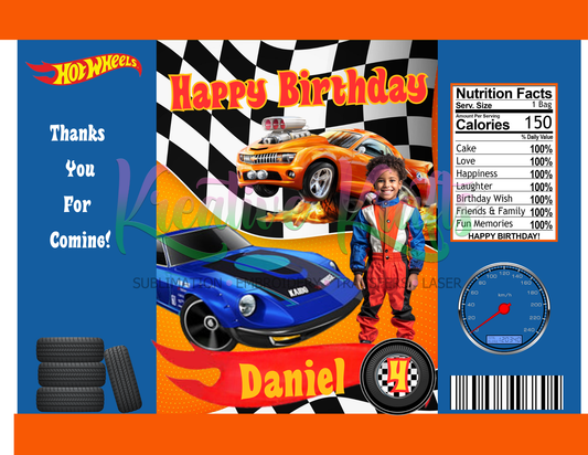 Hot Wheels Editable Canva Party Favor Design- DIGITAL DOWNLOAD ONLY